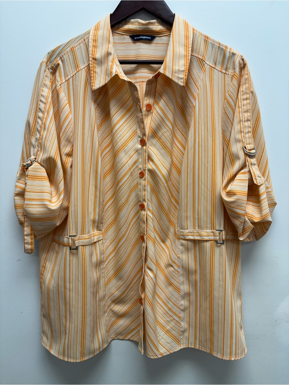 4 for $25 🌞 Penningtons Striped Button Front Blouse Size 2X 🌞